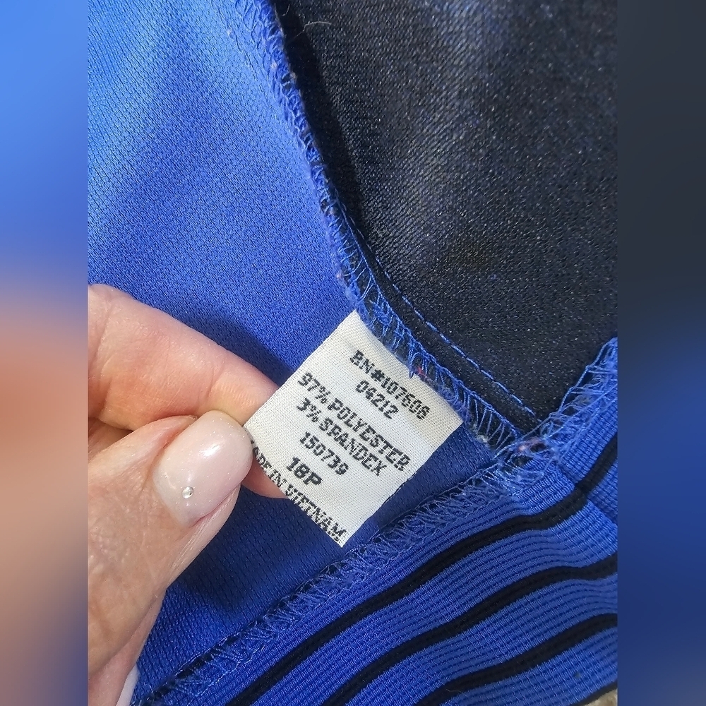Anthony Richards Blue Black Striped Open Cardigan Jacket - Size 18P - Picture 5 of 8